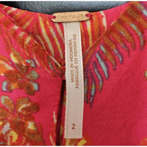 Free People Women's Hot Tropics Pink Floral Cropped Wide Leg Jumpsuit Size 2 - Picture 5 of 12